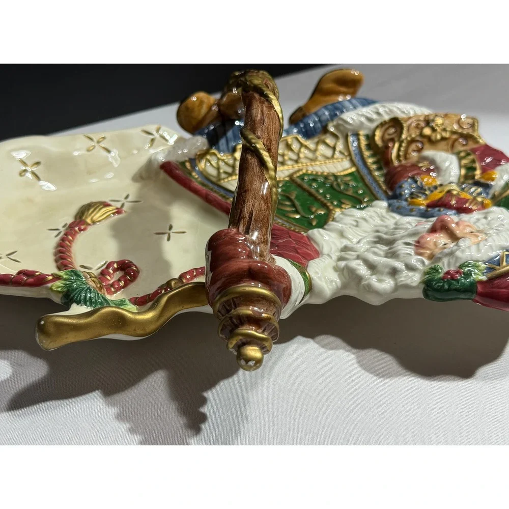Fitz and Floyd Classics Santa Claus Ceramic Candy Dish Tray Handcrafted Holiday